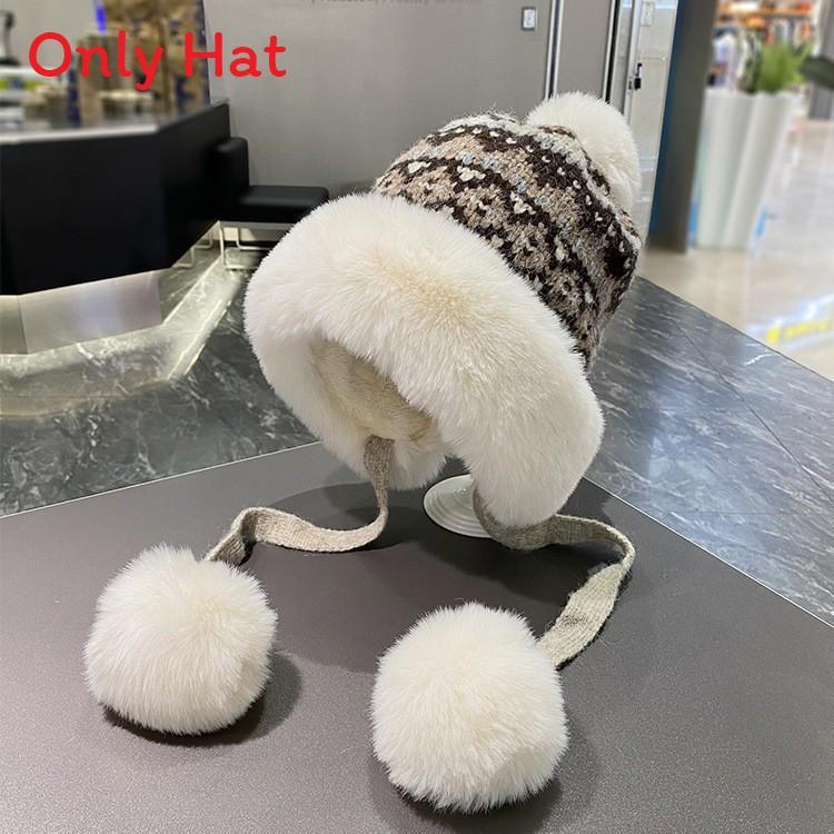 Traditional Style Knitted Hat For Women With Ear Protection And Neck Guard For Winter Cold Weather