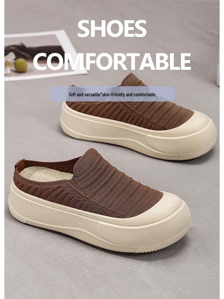 Women's Summer Thick-Soled Comfortable Lazy Shoes - Fashionable Versatile Height-Increasing Closed-Toe Slippers