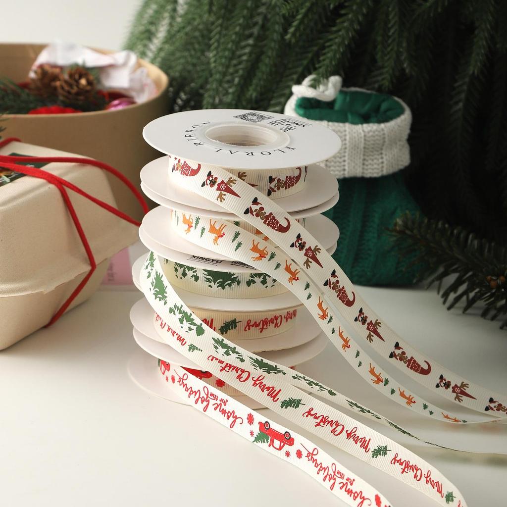 1.5cm Christmas Ribbon for Gift Boxes, Cake Decorations, Flowers, Bows, and DIY Projects