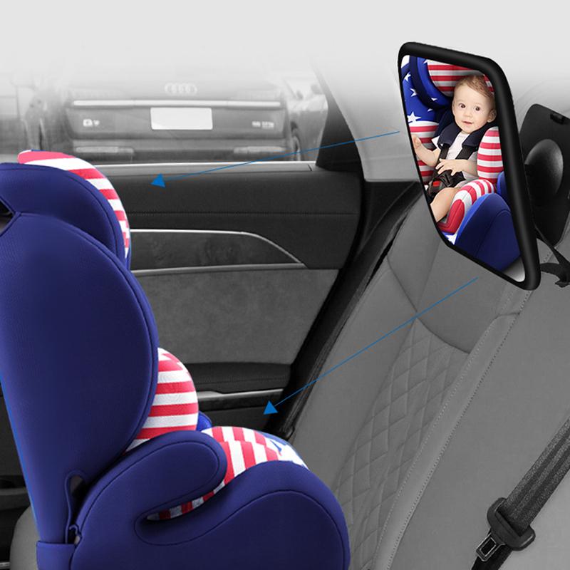 Wide angle car baby safety mirror, used for car rear seats, baby safety monitoring, 360 ° rotatable interior rearview mirror.