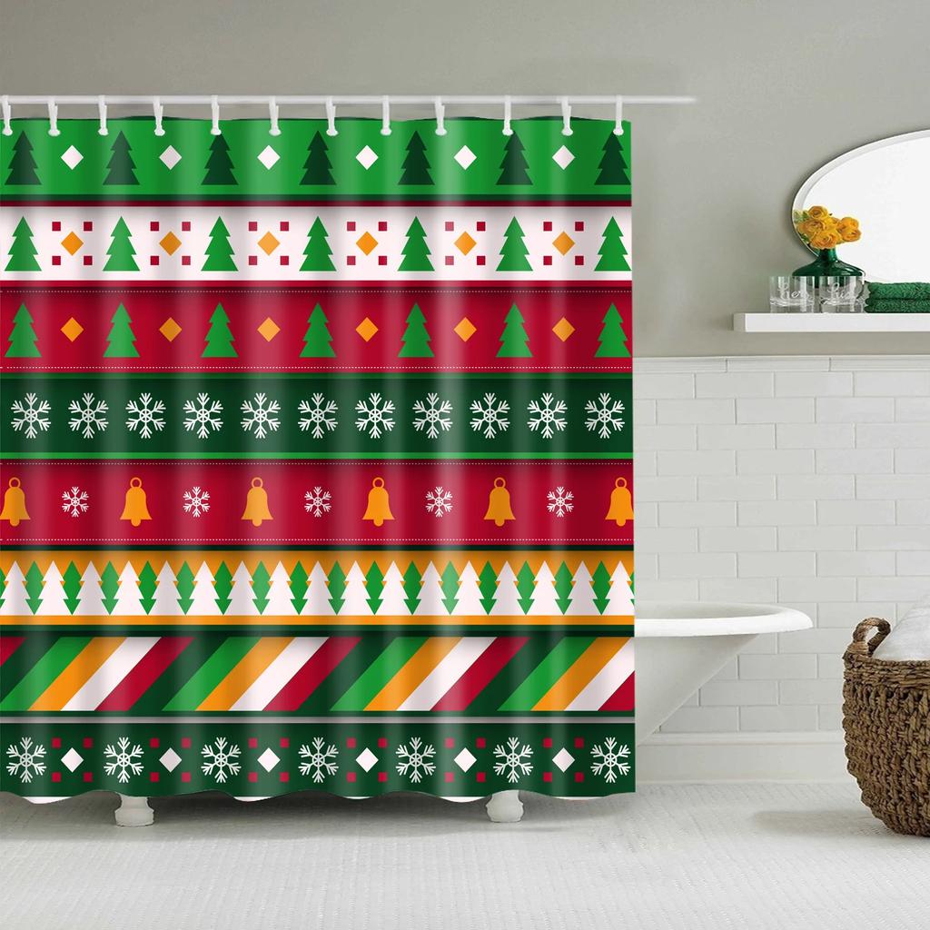 Waterproof Merry Christmas Bathroom Shower Curtains Snowman Santa Bell Elk Pattern Bath Curtain for Bathroom Home Decor