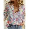 Women's Casual Elegant Floral Print Blouse Lapel Neck Blouse Women Long Sleeve Shirts Casual Womens Clothing Female Clothing