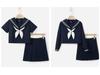 Authentic Dark Blue Three-Piece JK Uniform: Soft Girl Long-Sleeved Sailor Suit In Japanese Style