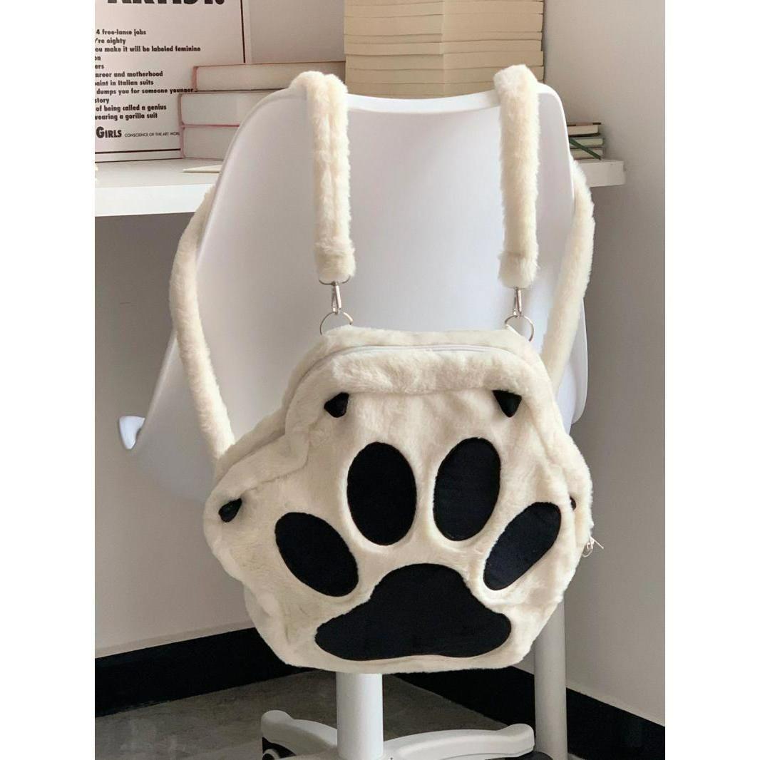 

Autumn and winter cute cat claw bag plush backpack female niche plush bag student class commuter backpack 35*31*7