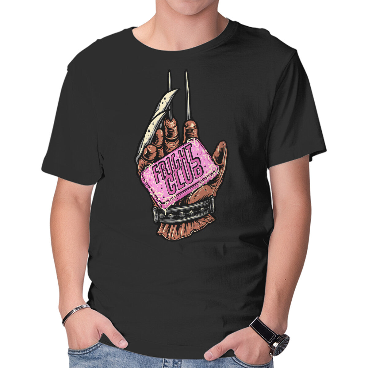Unisex Crew Neck T-Shirt Fright Club Graphic Short Sleeve Casual Tee M