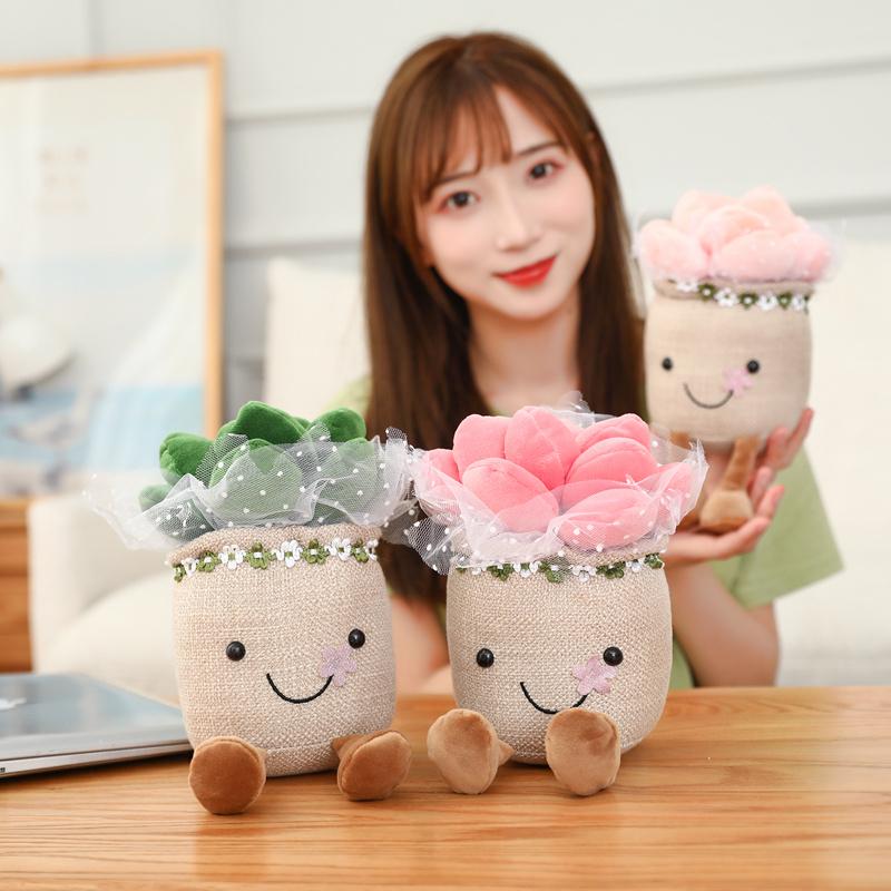 Artificial Dragon Beard Tree Pot Fleshy Hand Flower Plush Toy Cute Plant Series Home Decoration Girls Creative Gift
