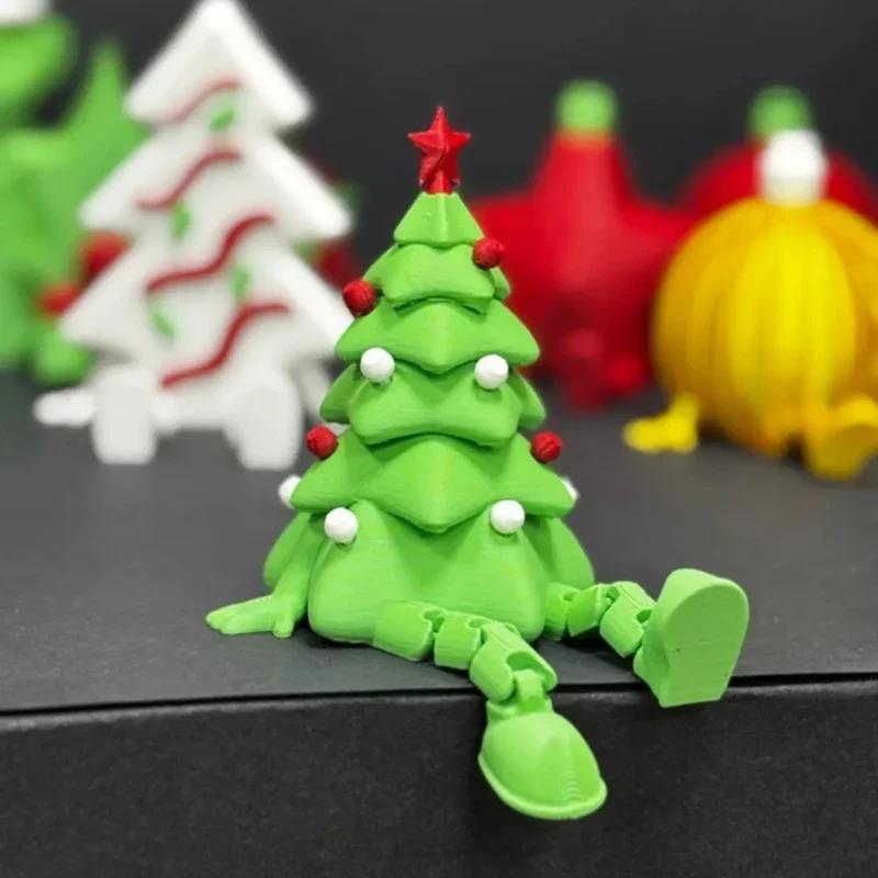 3D Novelty Christmas Miniature Statue Movable Joint Ball Xmas Tree Ornament Party Festive Tabletop Display Figurine