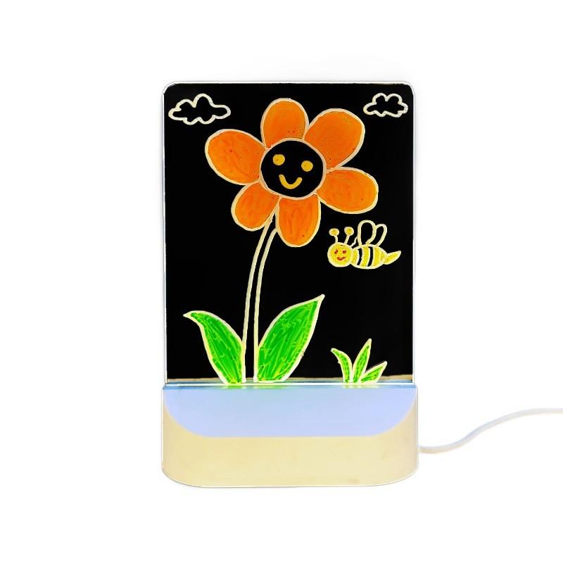 Non-Toxic Hard Acrylic Diy Kids Drawing Board Light Wipe Dust-Free Handwriting Board Blackboard Night Light