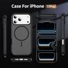 For iPhone 17 Pro Magnetic Case Carbon Fiber Texture PC + TPU Anti-Slip Phone Cover Compatible with MagSafe