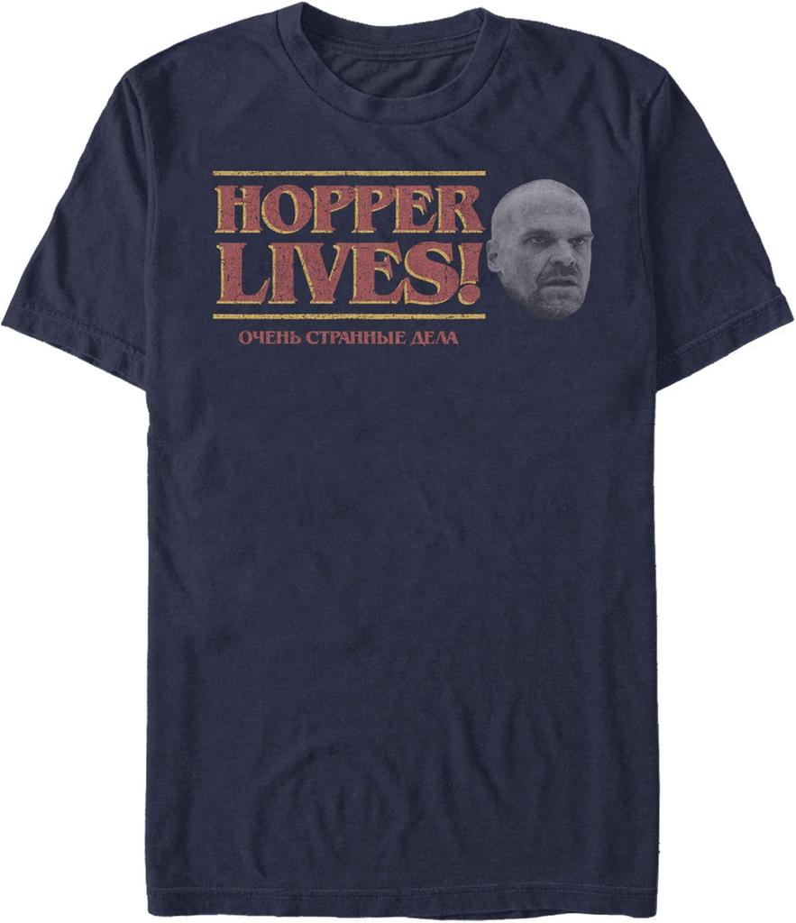 Stranger Things Men's Hopper Lives Left Portrait Logo T-Shirt
