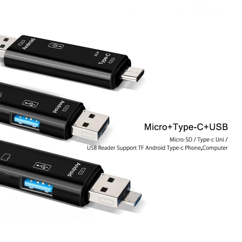 5 In 1 Multifunction Usb Type C Usb  Micro Usb TF Memory Card Reader OTG Card Reader Adapter