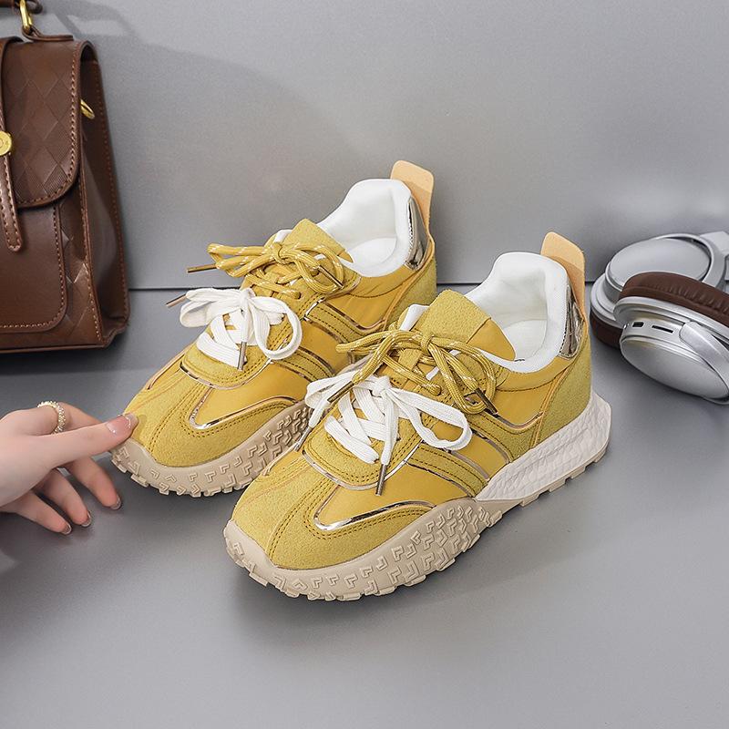 

9 см увеличение внутренней высоты платформа женские туфли лето новый папины кроссовки модная подошва манго повседневные кроссовки для бега 40 золотисто-желтый