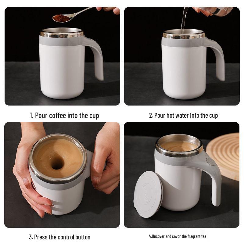 Automatic USB Rechargeable Magnetic Stirring Coffee Cup with 304 Stainless Steel, for Lazy Person