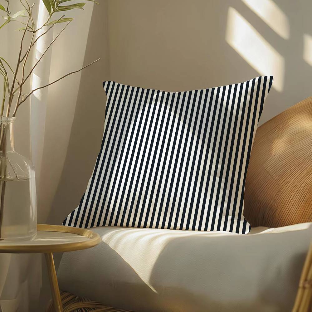 

Black and White Striped Geometric Rectangle Pillow Case Silky elegant Comfort Sofa Bed Invisible zipper Beach pillowcase 12x12Inch