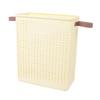 Slim Laundry Basket Foldable Space Saving Sturdy PP Plastic Narrow Clothes Hamper for Bathroom Corner Crm White