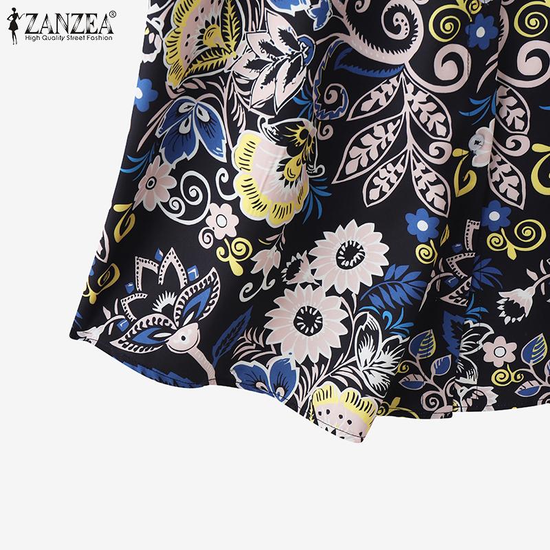 ZANZEA Women Spring Shirt Collar Long Sleeve Printed Shirt Straight Pants Two Piece Sets