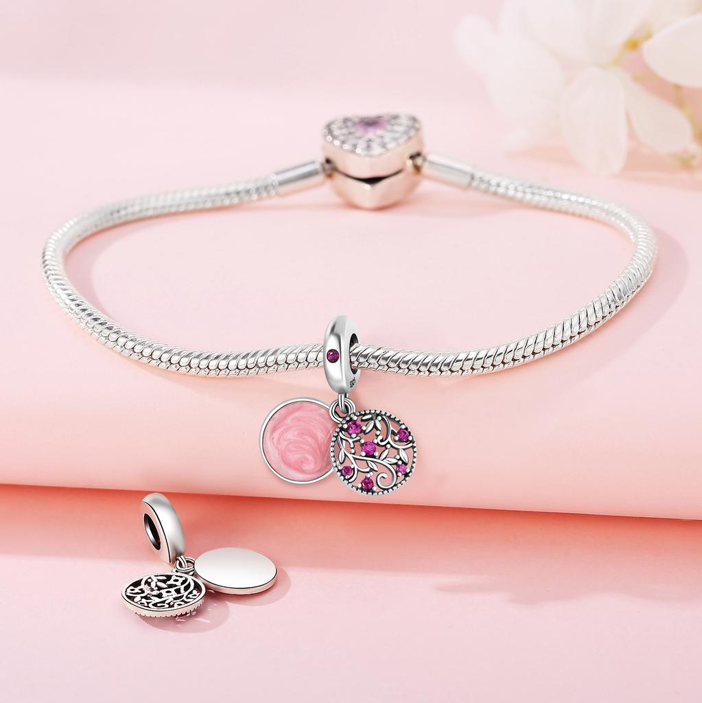 Bead Components Copper Metal Charm Bead Components Authentic Original Pink Hollow Vine Pendant Bead Component Bead Components Compatible With
