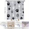 Tenda da Doccia Stile Zampa di Cane Nero Grigio Grigio Chiaro Moderna per Amanti degli Animali Decorazione Bagno Poliestere con 12 Ganci Facile da Pulire