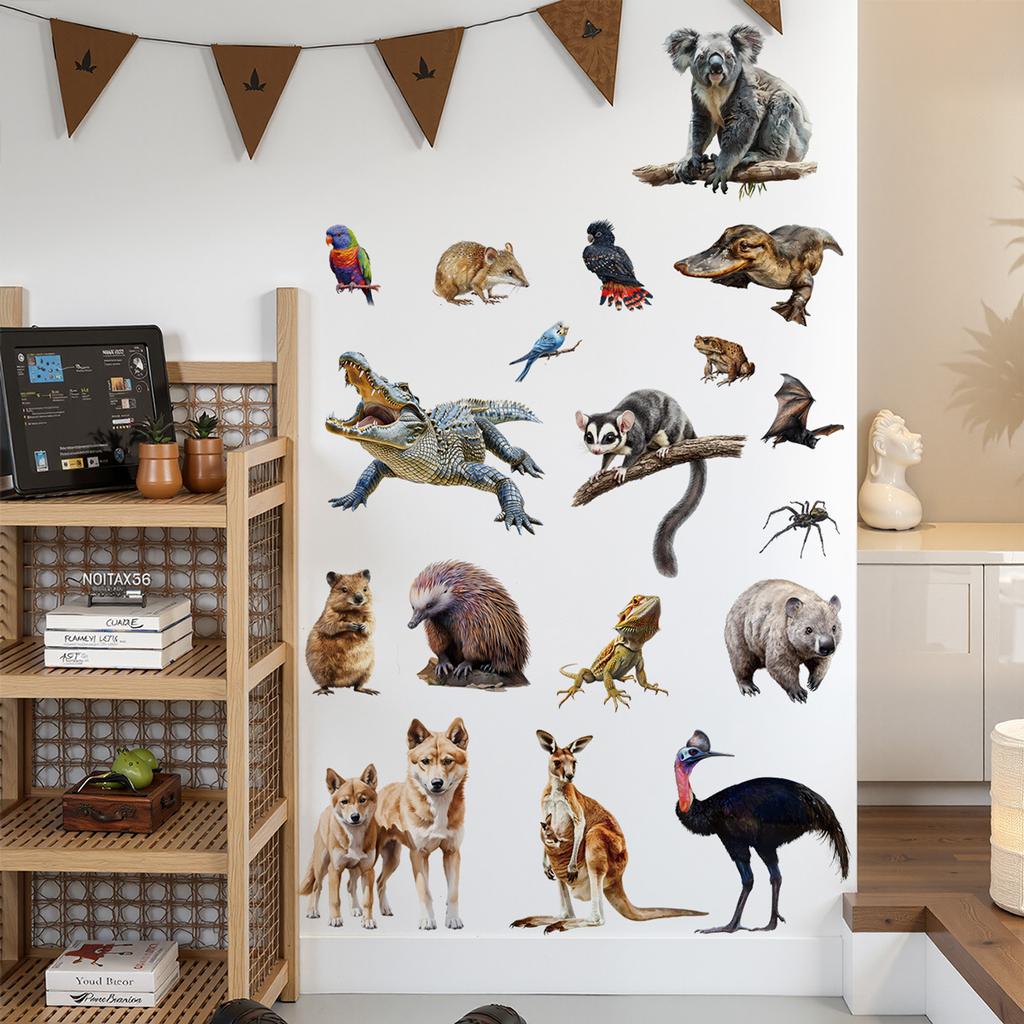DIY Safari Animal Wall Stickers for Kids Room Decor Tiger Elephant Zebra Tropical Rainforest Savanna Nursery Decals Christmas Gifts