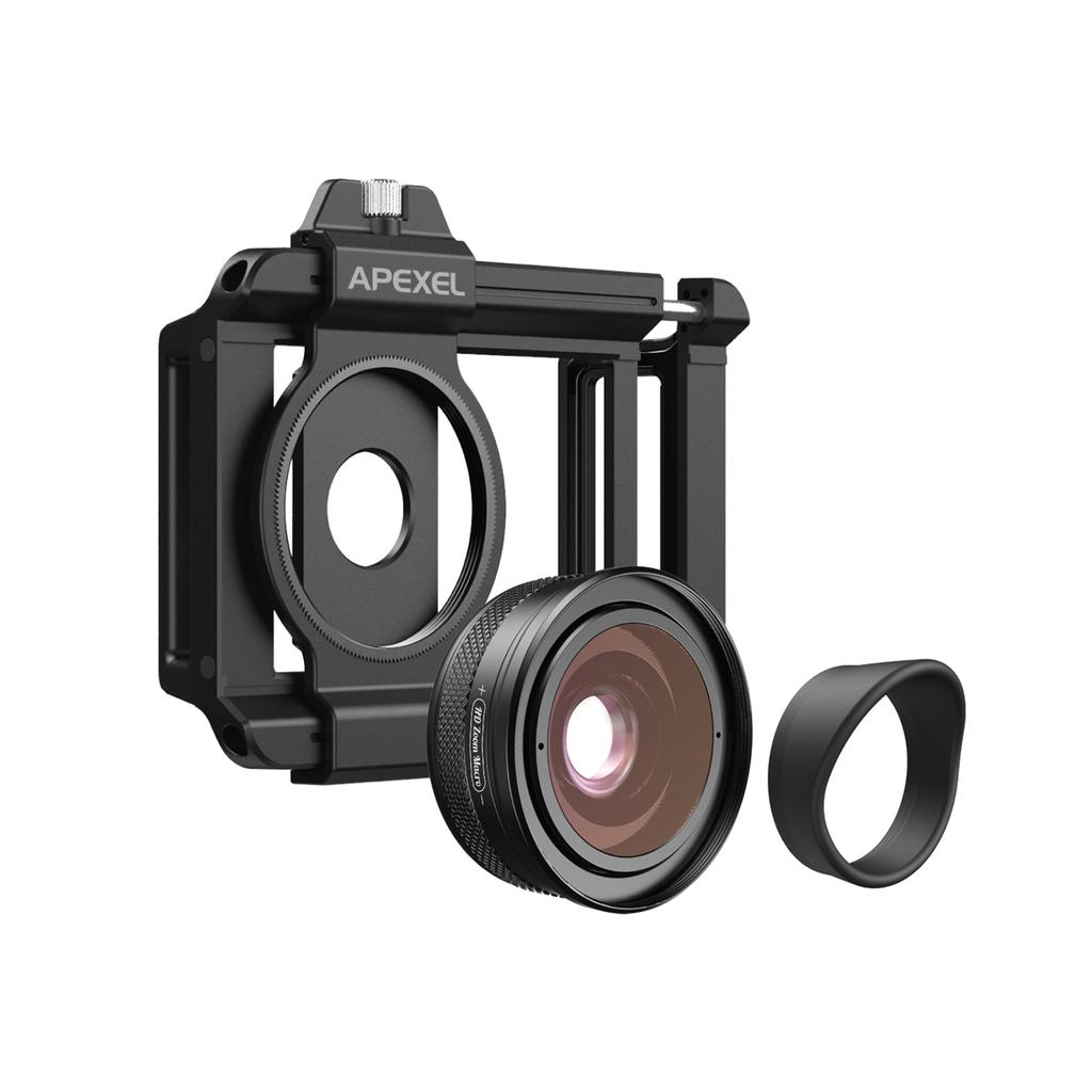 APEXEL APL ZM100 Universal Macro Lens for Phone Aluminum Alloy 10X 20X Magnification F1.05 Large Aperture with Phone