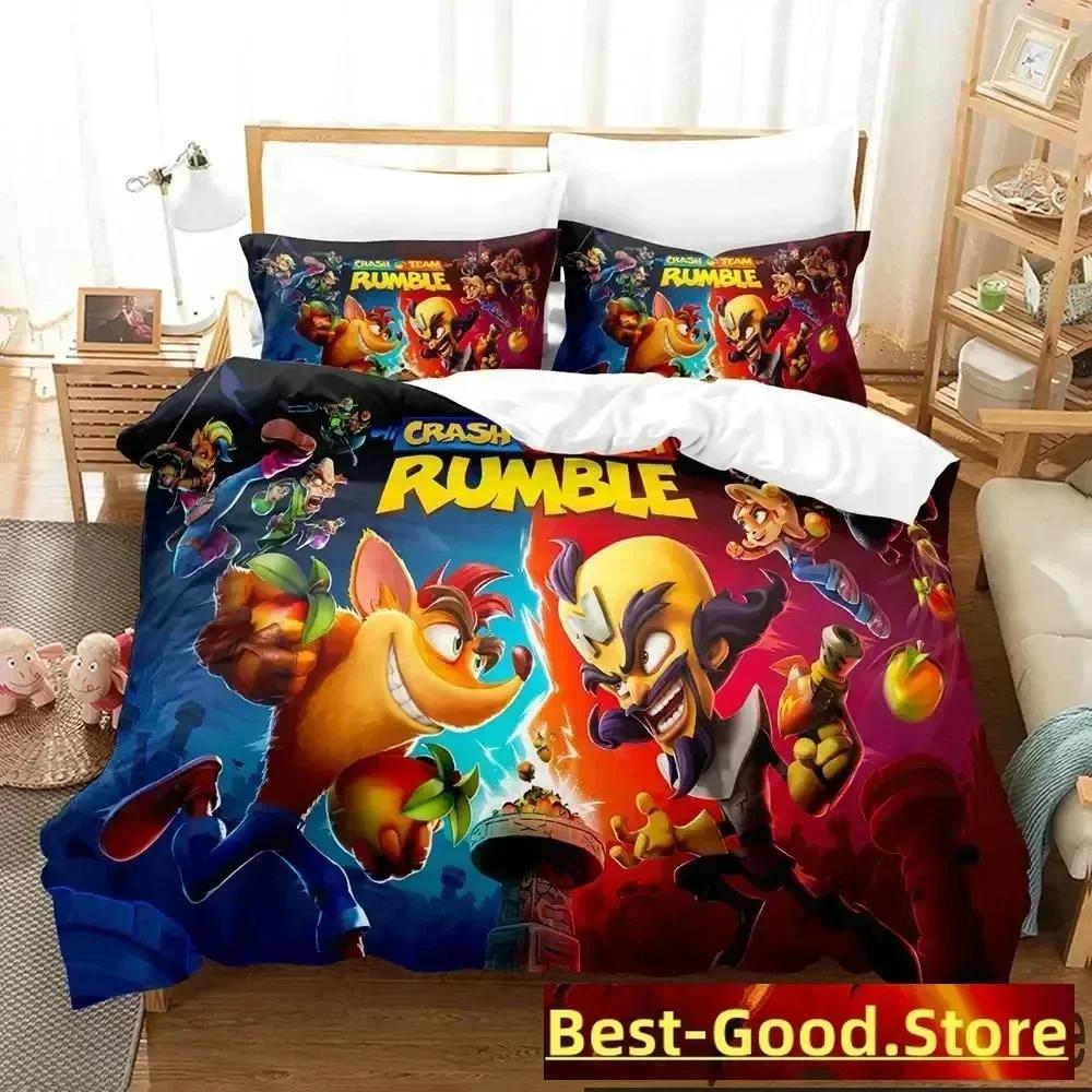 3D Print Crash Bandicoot Game Bedding Set Duvet Cover Sheet Printed Bed Set Pillowcase Full Queen King Size Comforter Bedroom