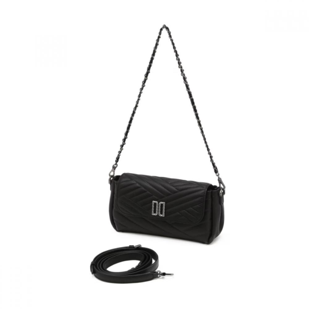 Daks Schwarze Dd Logo Leder Kette Schulter   Crossbody Tasche Dcwa6e761bk