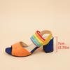 Women's Summer Colorful Ribbon Sandals - High Heel Cross Strap Ankle Strap Sandals, Round Toe Rhinestone Buckle Dressy Sandals for Ladies
