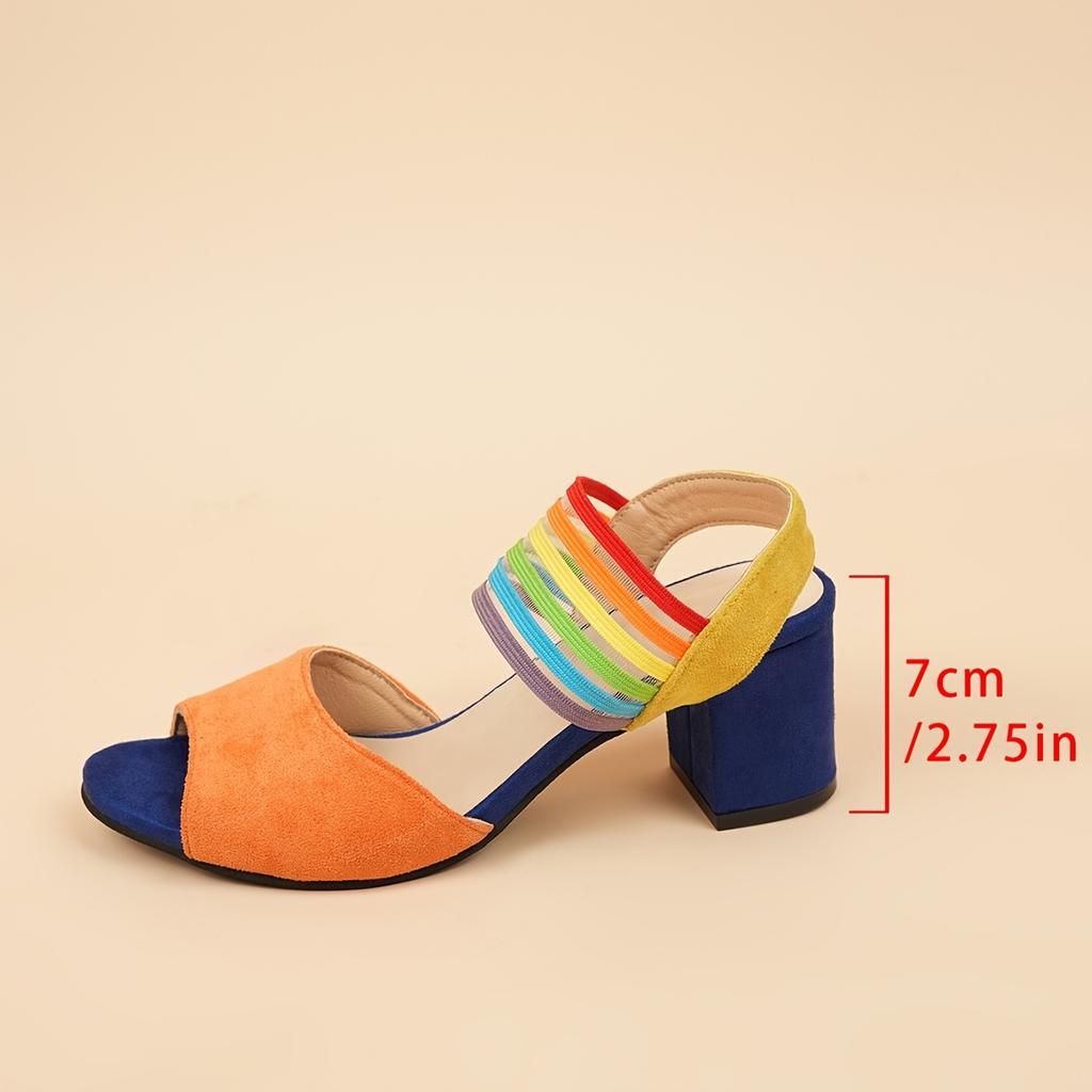 Women's Summer Colorful Ribbon Sandals - High Heel Cross Strap Ankle Strap Sandals, Round Toe Rhinestone Buckle Dressy Sandals for Ladies