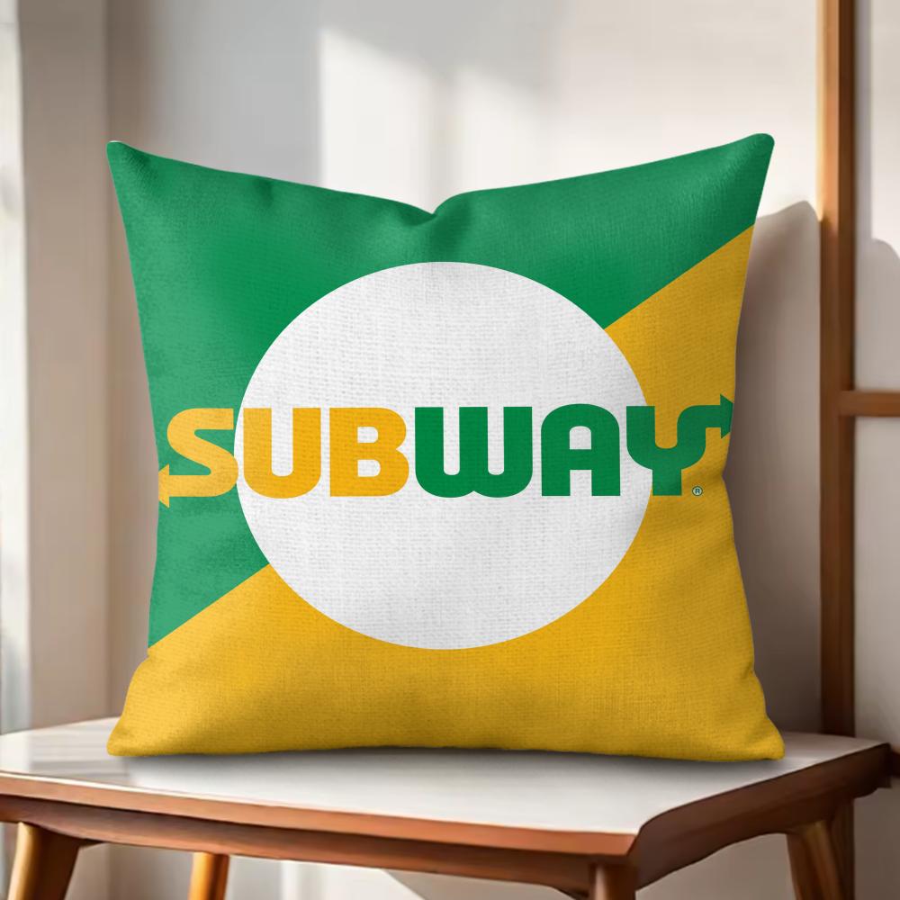 SSubway Cushion Cover Natural Linen Organic Fabric DoubleSided Printing Couch Pillow Covers Home Decor