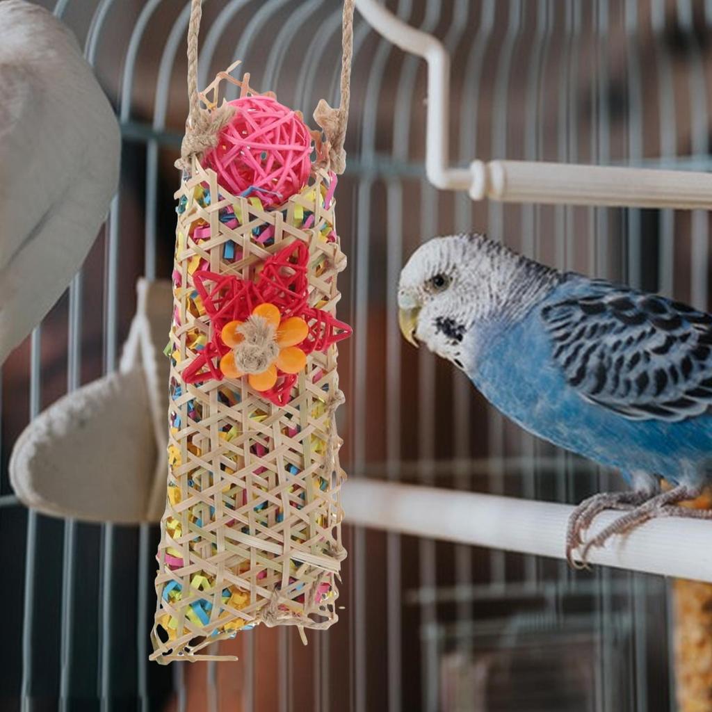 Juguetes para Pájaros Loros Periquitos Forrajeo Trituradora de Papel Juguetes Coloridos Cuerda Perca Columpio Papel Accesorios Jaula Soporte Para