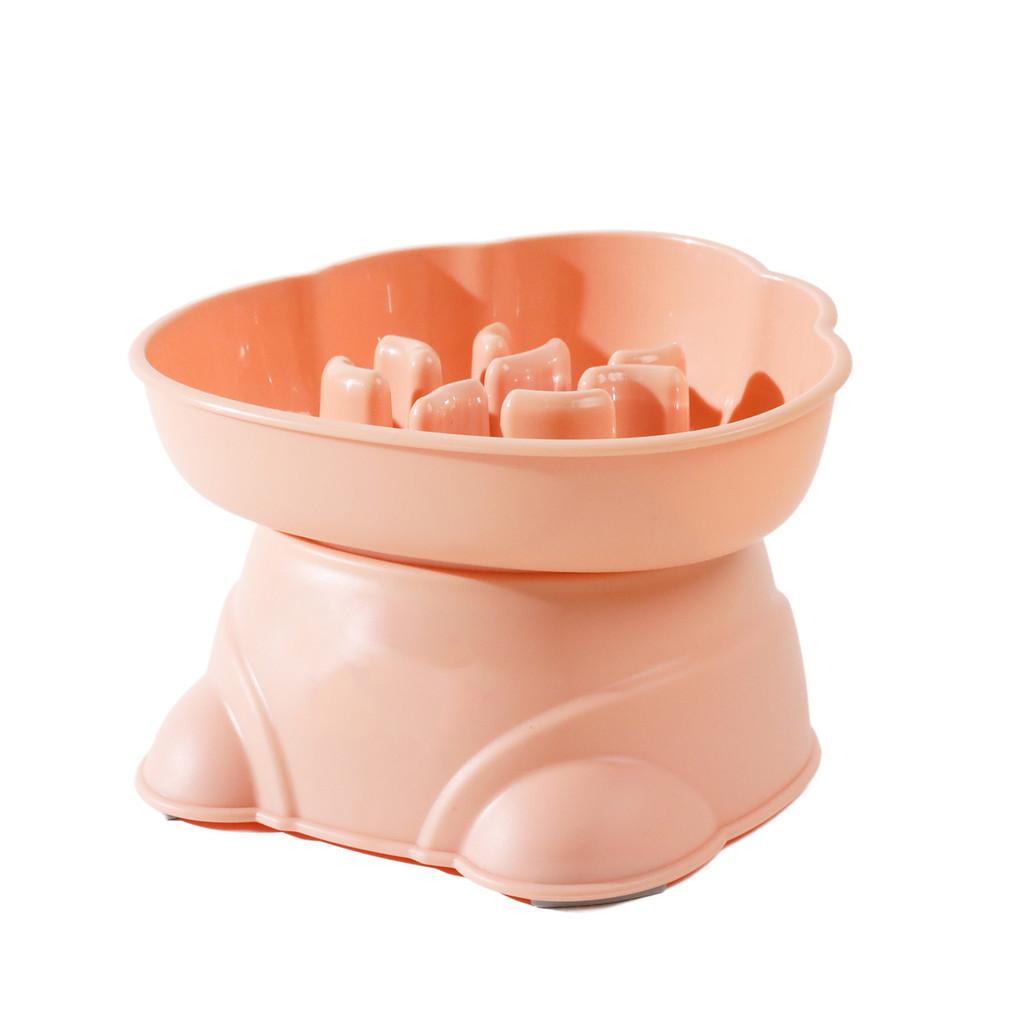 Pet Food Dispenser With Dual Compartments For Dogs In Lemon Yellow And Pink Colors