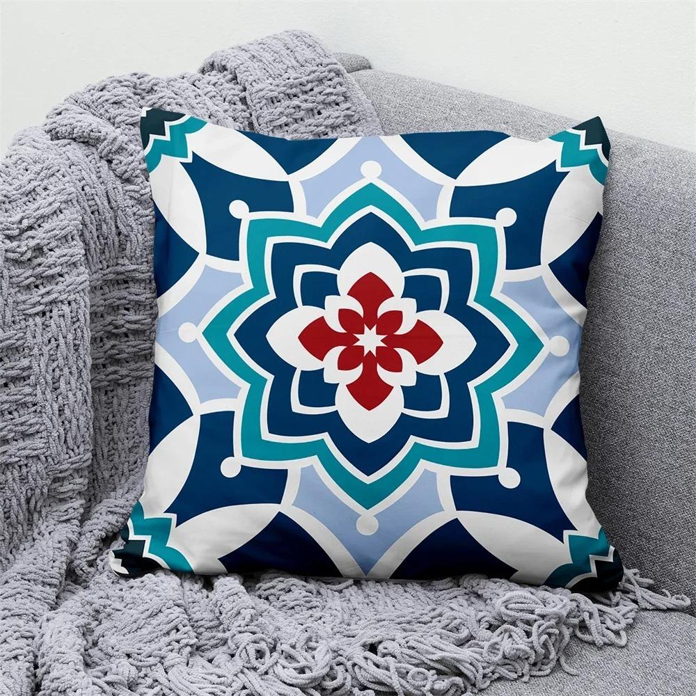Blue Geometric Decorative Pillowcase Interior Decoration Office Living Room Home Pillowcase