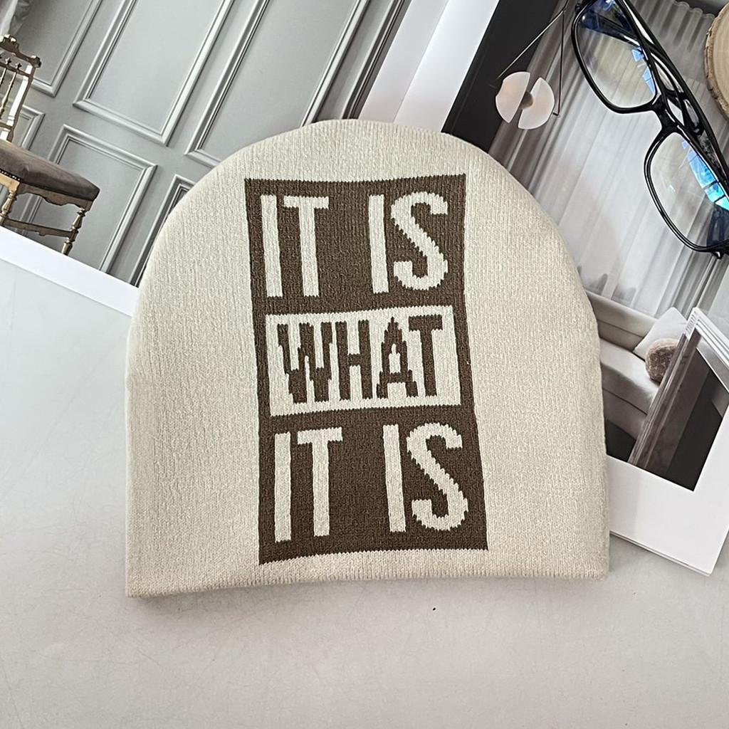 Knitted Hat For Winter With Warmth And Letter Design For Casual Outdoor Wear