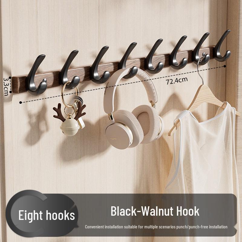 Off-White Walnut No-Punch Wall-Mounted Coat & Hat Rack