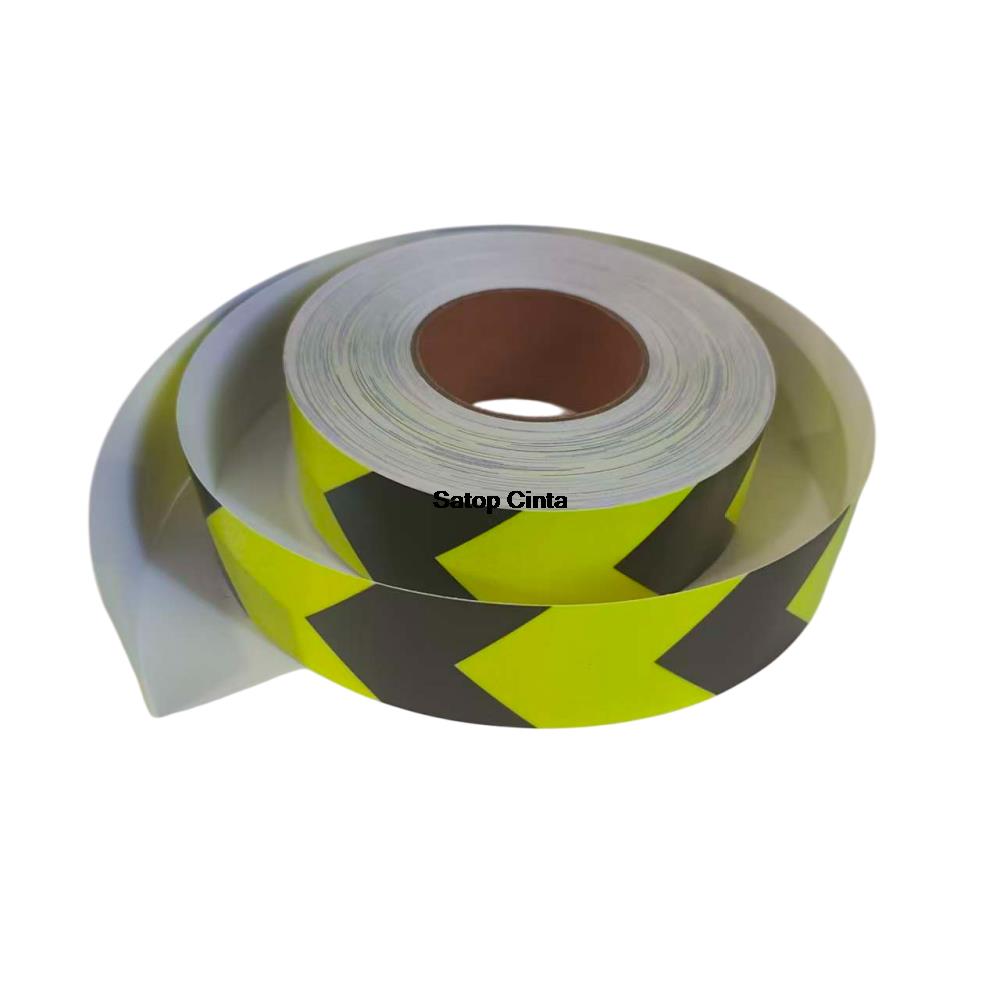 5cm*25m Arrow Reflective Safety Tape Fluorescent-Yellow-Black Reflectors Sticker Waterproof Outdoor Conspicuity Film For Vehicle