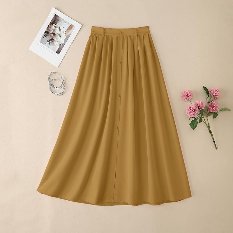 

ZANZEA Женские летние повседневные однотонные свободные миди-юбки XL хаки