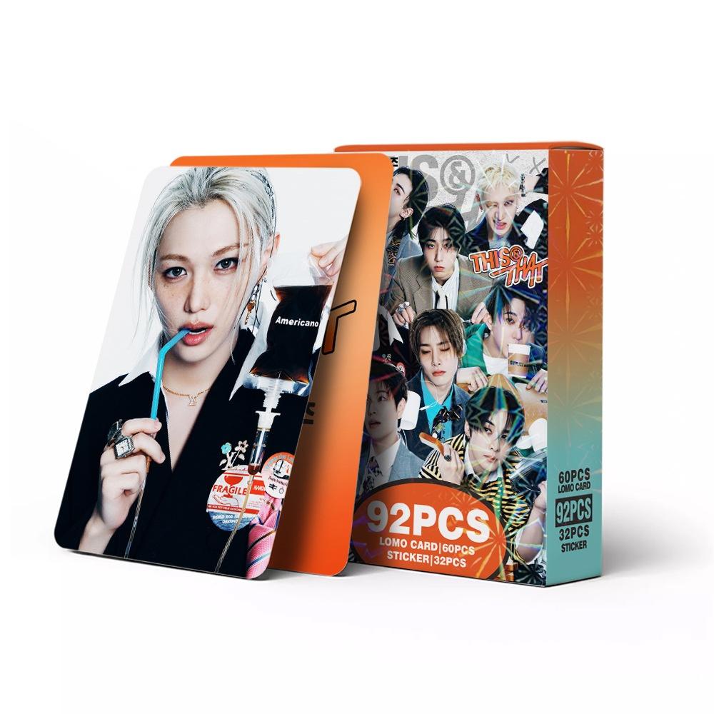 92PCS New Album Boy Group Lomo CardTHIS THAT Collected photos Peripheral Set Stickers Collection Fans Gifts