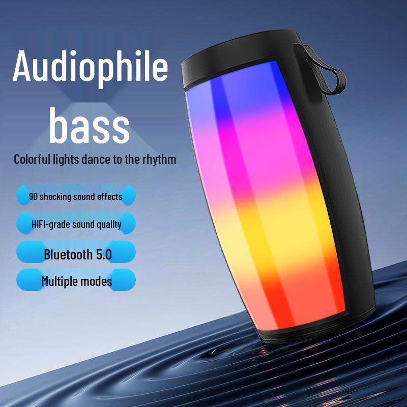 Colorful Rhythm Bluetooth Speaker: High-Quality Sound, Ambient Light, Portable Subwoofer.
