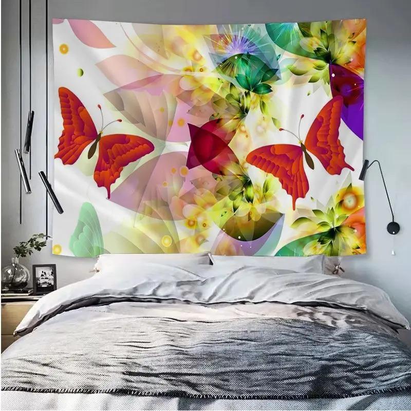 Office Living Room Tapestry Flower Butterfly Hanging Cloth Home Wall Decoration Tapestry