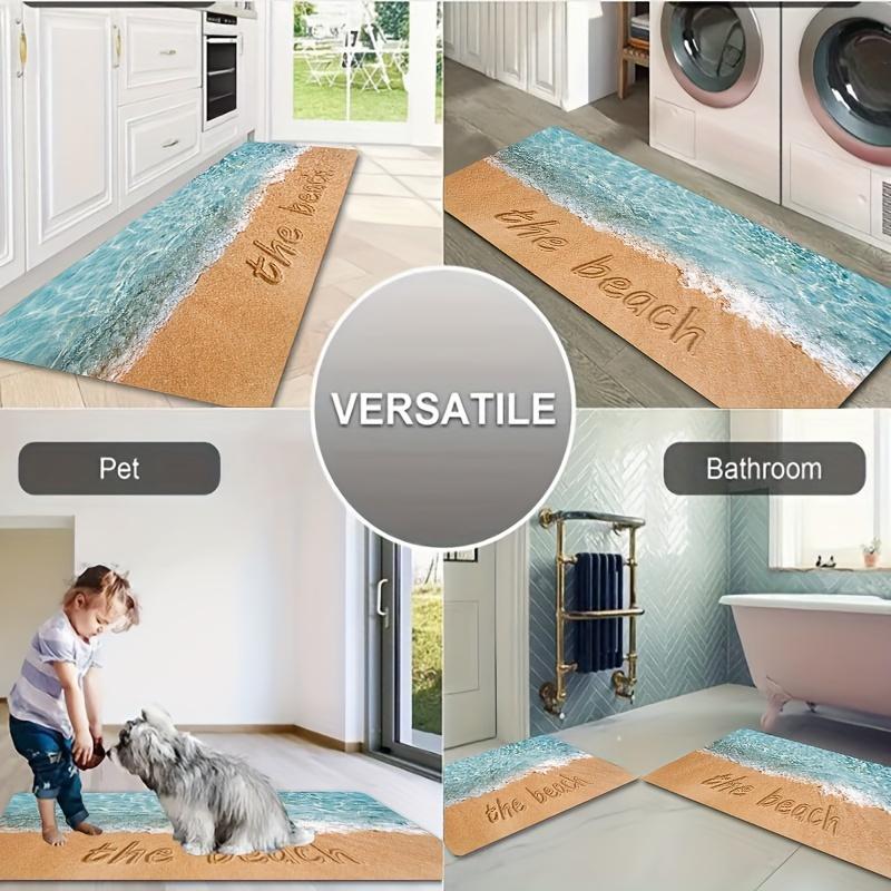 Luxuriöse Ozean-Serie, Strand-Buchstabe, Küchenmatte, weich, verdickt, Küchen-Bodenmatte, wasserdicht, rutschfest, ölbeständig, Bodenmatte, Läufer