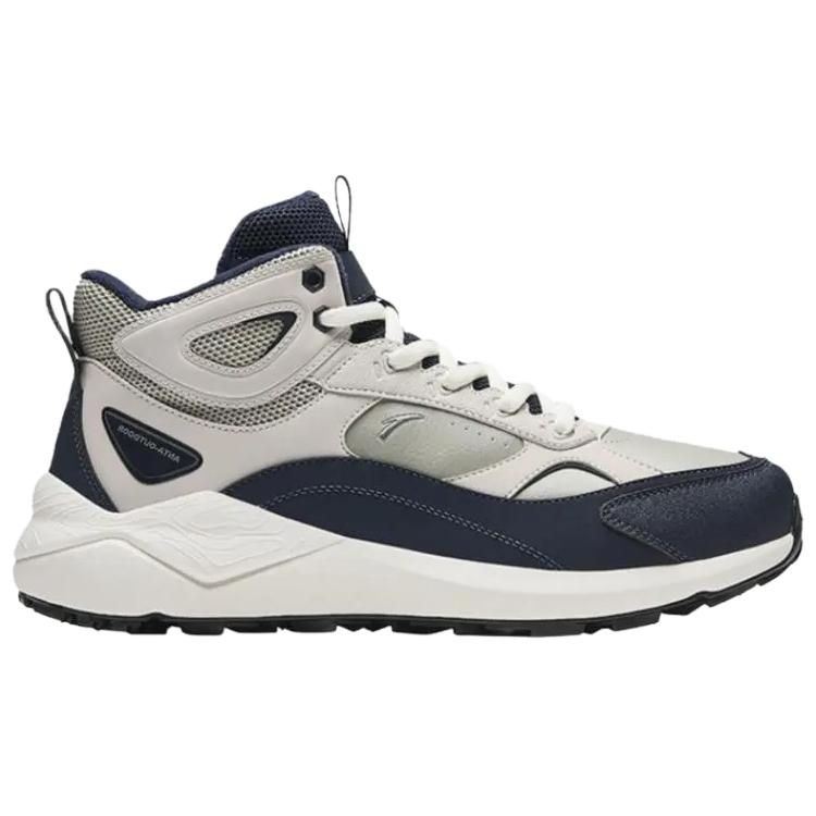 Anta Tazhou Trendy Versatile Fleece Shock Absorbing Warm High-Top Casual Shoes Men sneaker Gray Blue 912448910-3