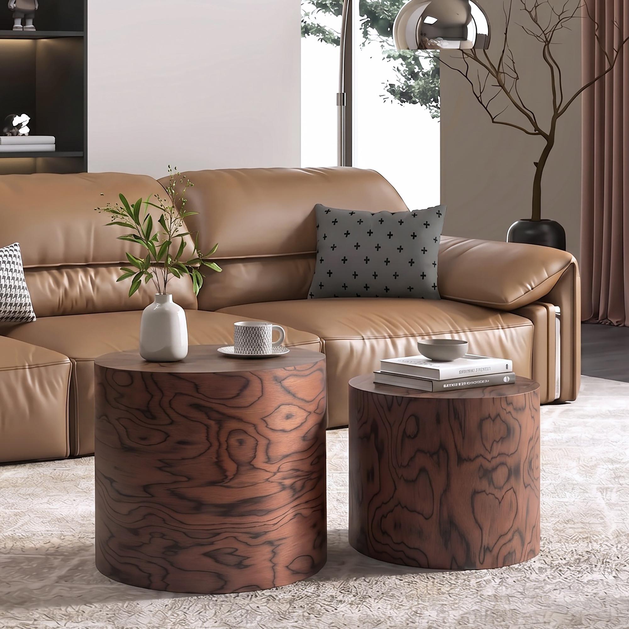 2-Piece Nesting Round Coffee Table Set