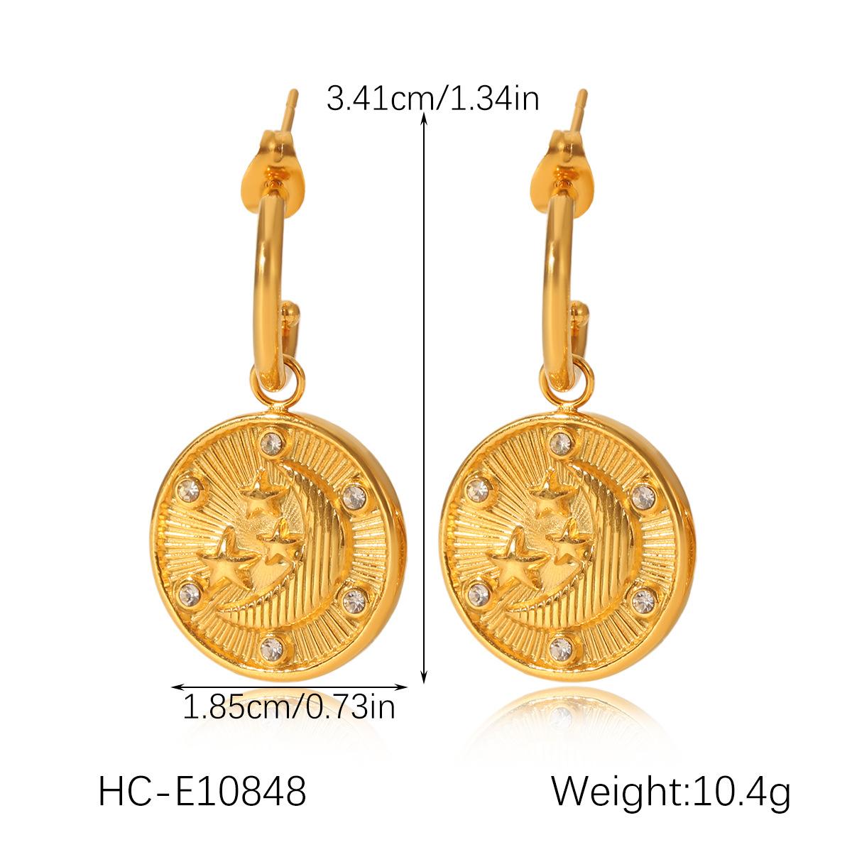 Titanium Steel Diamond Cross Star Moon Medallion Earring Pendant Drop Ear Studs