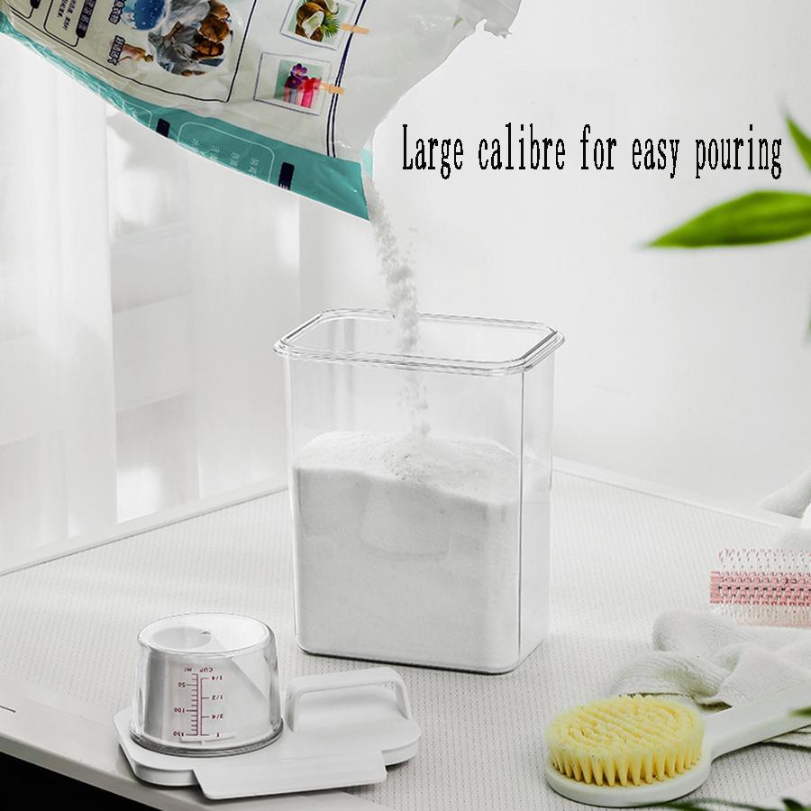 1PCS Laundry Detergent Moisture-proof Storage Jar Transparent Liftable Dishwashing Liquid Storage Jar with Measuring Cup Scale