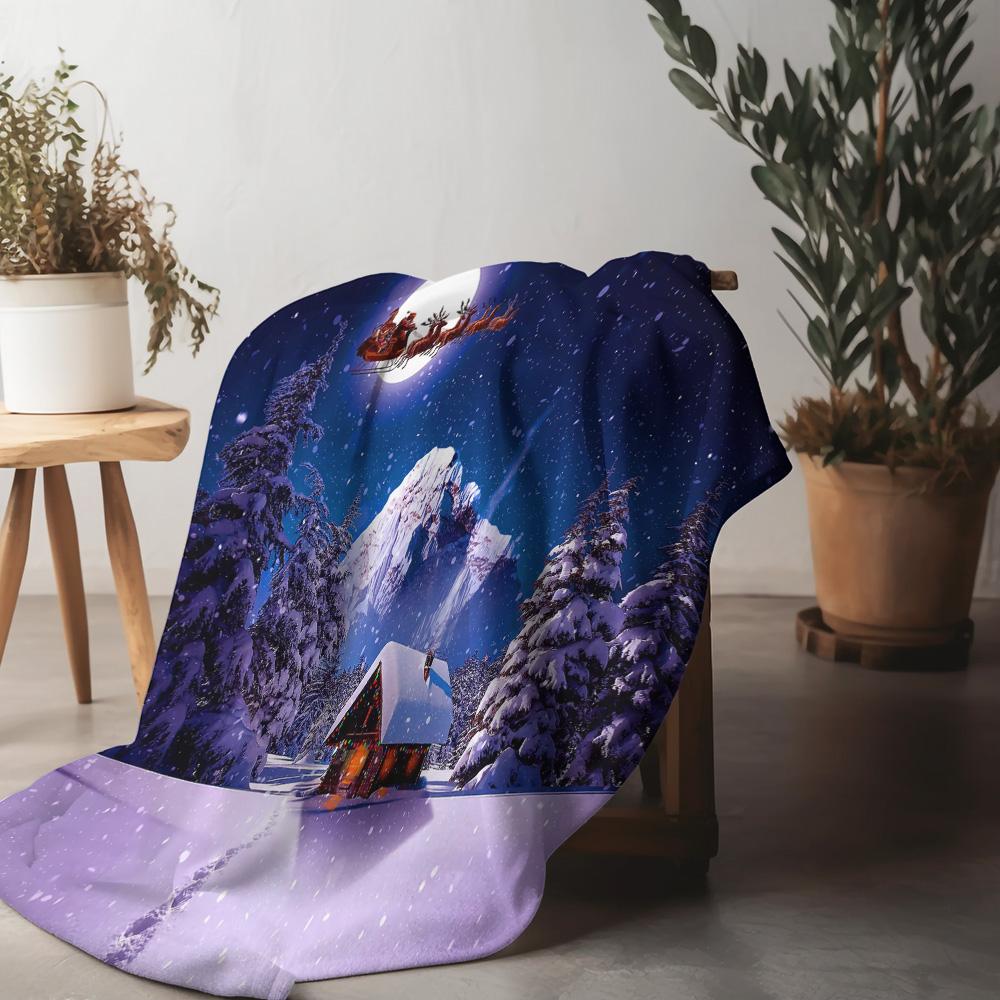 Tuniu Cozy Winter Sunset Blanket - Sofa Bed Room Decor Warm Fleece Throw Blanket Outdoor Camping Cover 75x90cm