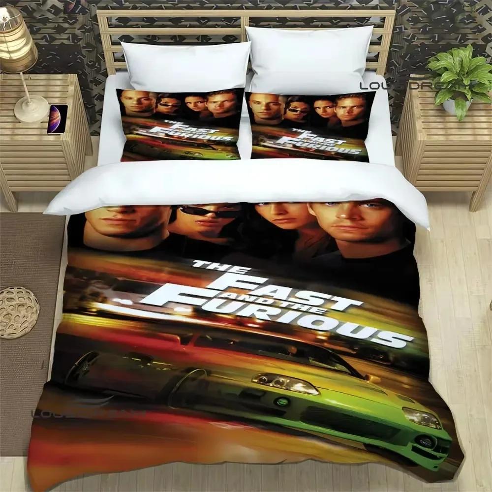 Fast & Furious Printed Bedding Set Single Twin Full Queen King Size Polyester Bedroom Duvet Cover Aldult Kids Quilt Cover Set