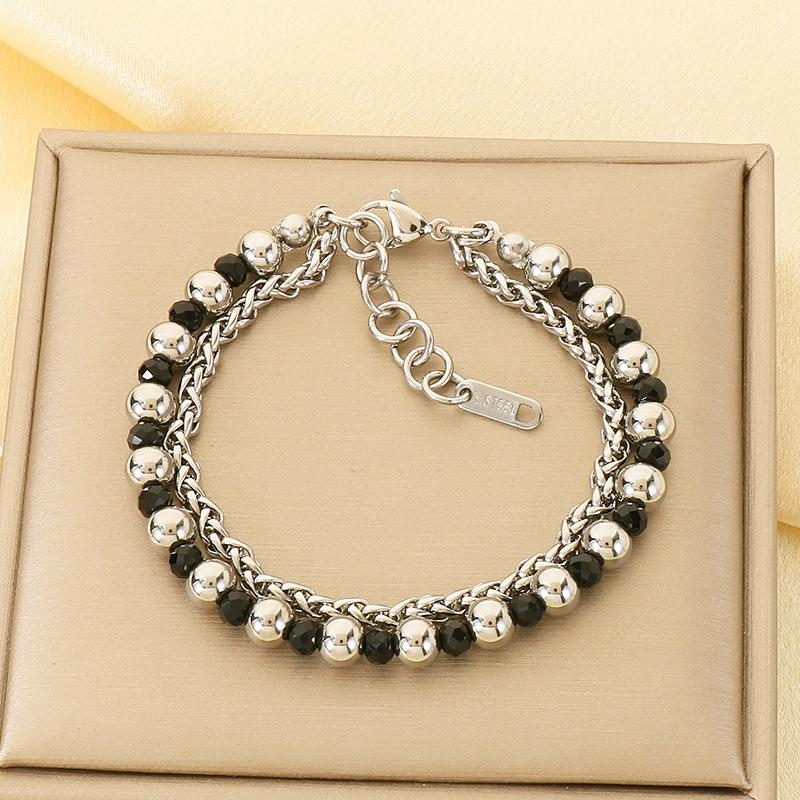 Kalen European Stainless Steel Beaded Multi-layer Stackable Bracelet INS Stylish Chain Jewelry Women