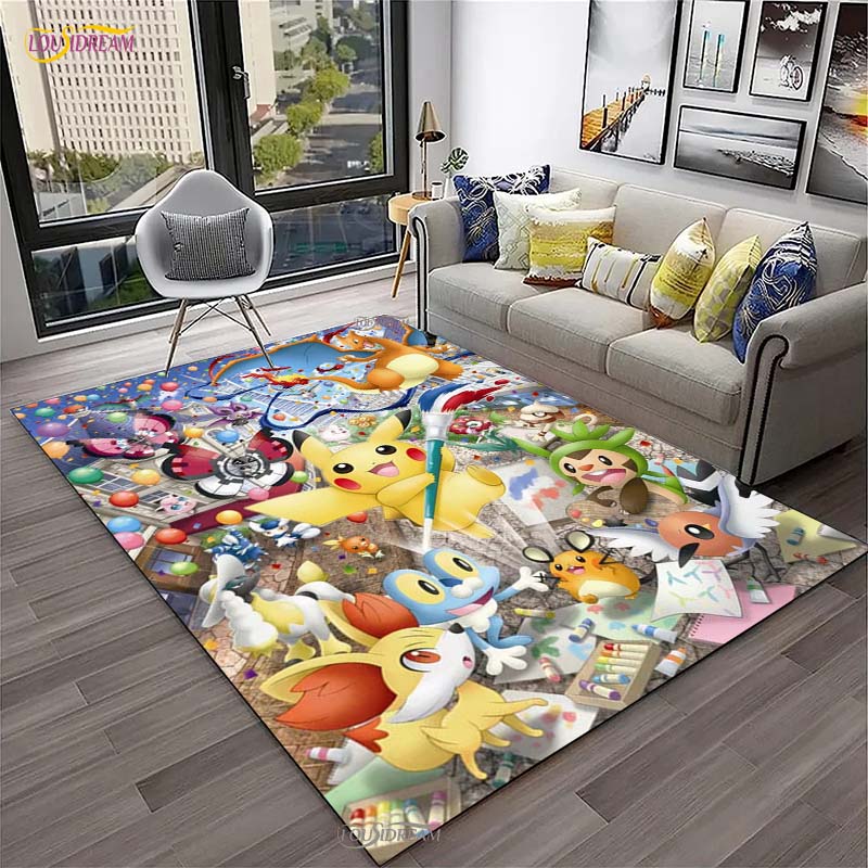 Pokemon Pikachu Κινούμενα Σχέδια Anime Χαριτωμένο Χαλί για Σαλόνι Υπνοδωμάτιο Χαλί Κουζίνας Πόρτας Παιδικό Αντιολισθητικό Πατάκι Δαπέδου Alfombra Δώρο Γενεθλίων