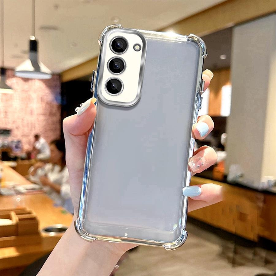 Airbag Shookproof Lens Case For Samsung Galaxy S20 S21 S23 Ultra S24 FE S25 Plus Edge Note 9 10 20 Plating Silicone Clear Cover