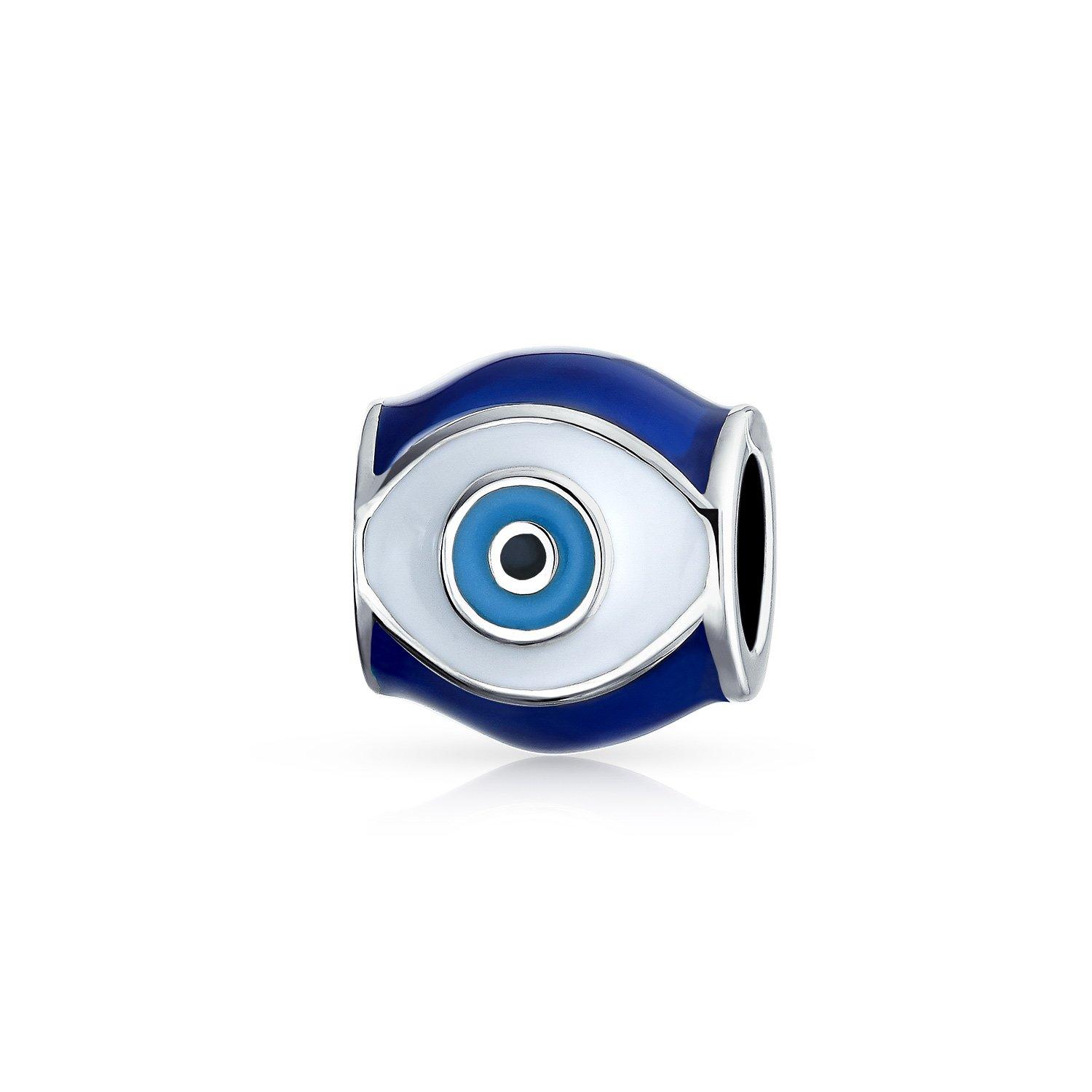 

Spiritual Amulet Lucky Blue Enamel Evil Eye Charm Barrel Beads Fits European Bracelets for Teen Women Sterling Silver [Bling Jewelry] .925